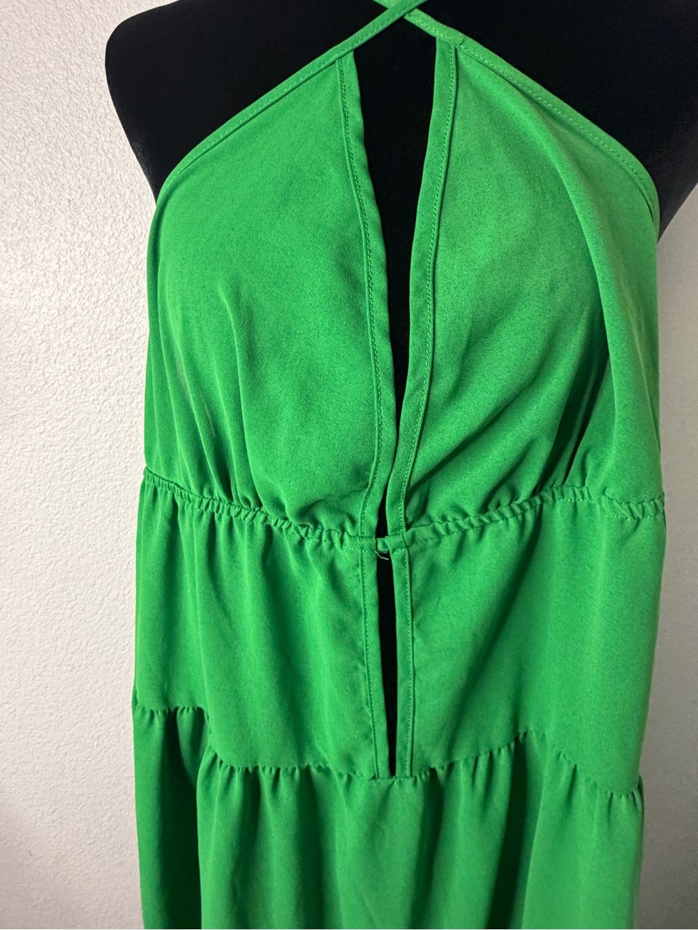 SHEIN Bright Green One-Shoulder Tiered Maxi Dress